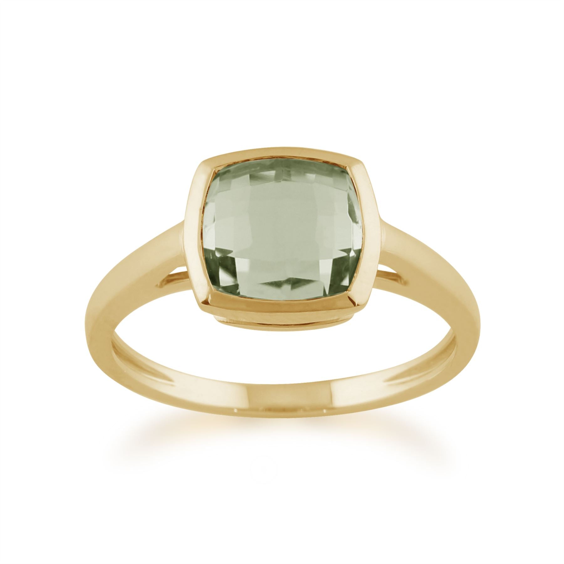 Gemondo Square Mint Green Checkerboard Quartz 9ct Yellow Gold Ring