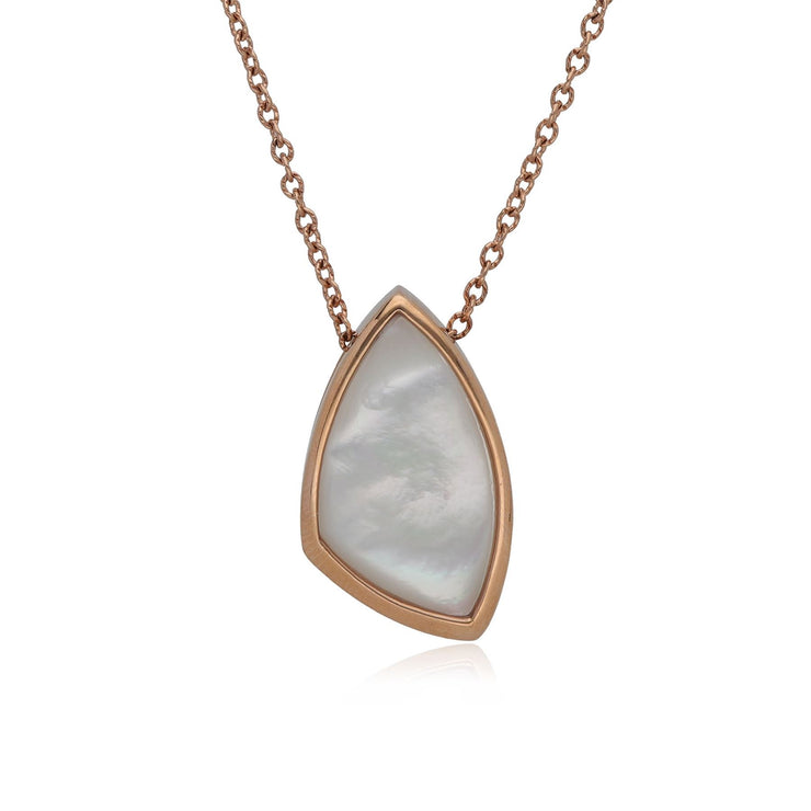 Collana Kosmos Argento 925 Placcato Oro Rosa Madreperla Angolare