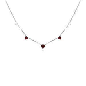Gemondo Red Garnet Gemstone Love Heart Necklace in 9ct White Gold