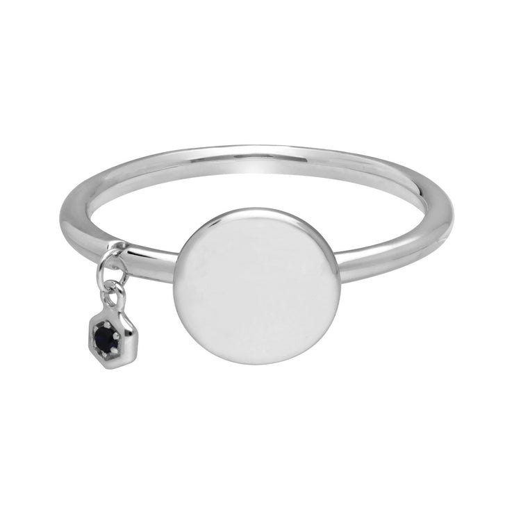 Anello con incisione in argento 925 con zaffiro