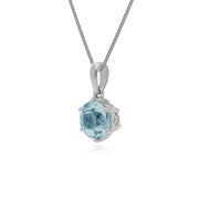 Collana con topazio, pendente in argento sterling con topazio azzurro novembre rotondo a 6 punte su catena da 45 cm