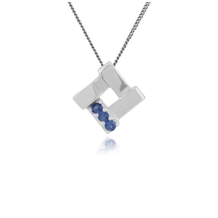 Ciondolo croce quadrata classica in argento 925 con tre smeraldi