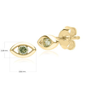 ECFEW™ Delicati Orecchini Evil Eye con peridoto in oro giallo da 9 carati