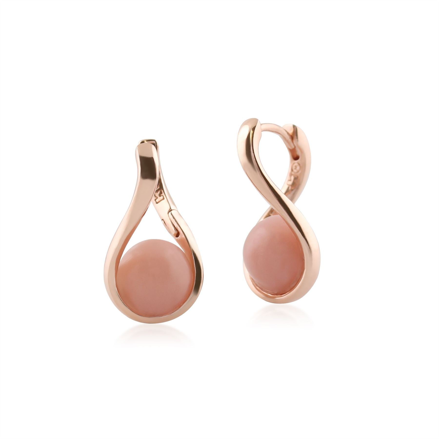 Kosmos Pink Opal Orb Earrings in Rose Gold Plated Sterling Silver