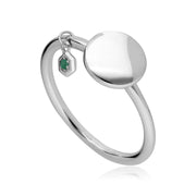 Anello con incisione in argento 925 con smeraldo