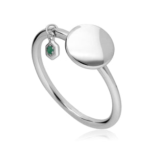 Emerald Engravable Ring in Sterling Silver