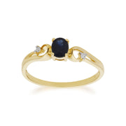 Anello Gemondo con zaffiro, anello solitario classico in oro giallo da 9 ct con zaffiro e diamanti - Zaffiro