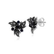 Orecchini con zaffiro, zaffiro in argento sterling e marcasite Nuovi orecchini floreali