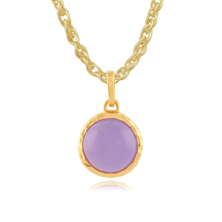 Collana pastello 'Irida' con giada lavanda in argento sterling placcato oro giallo da 9 ct