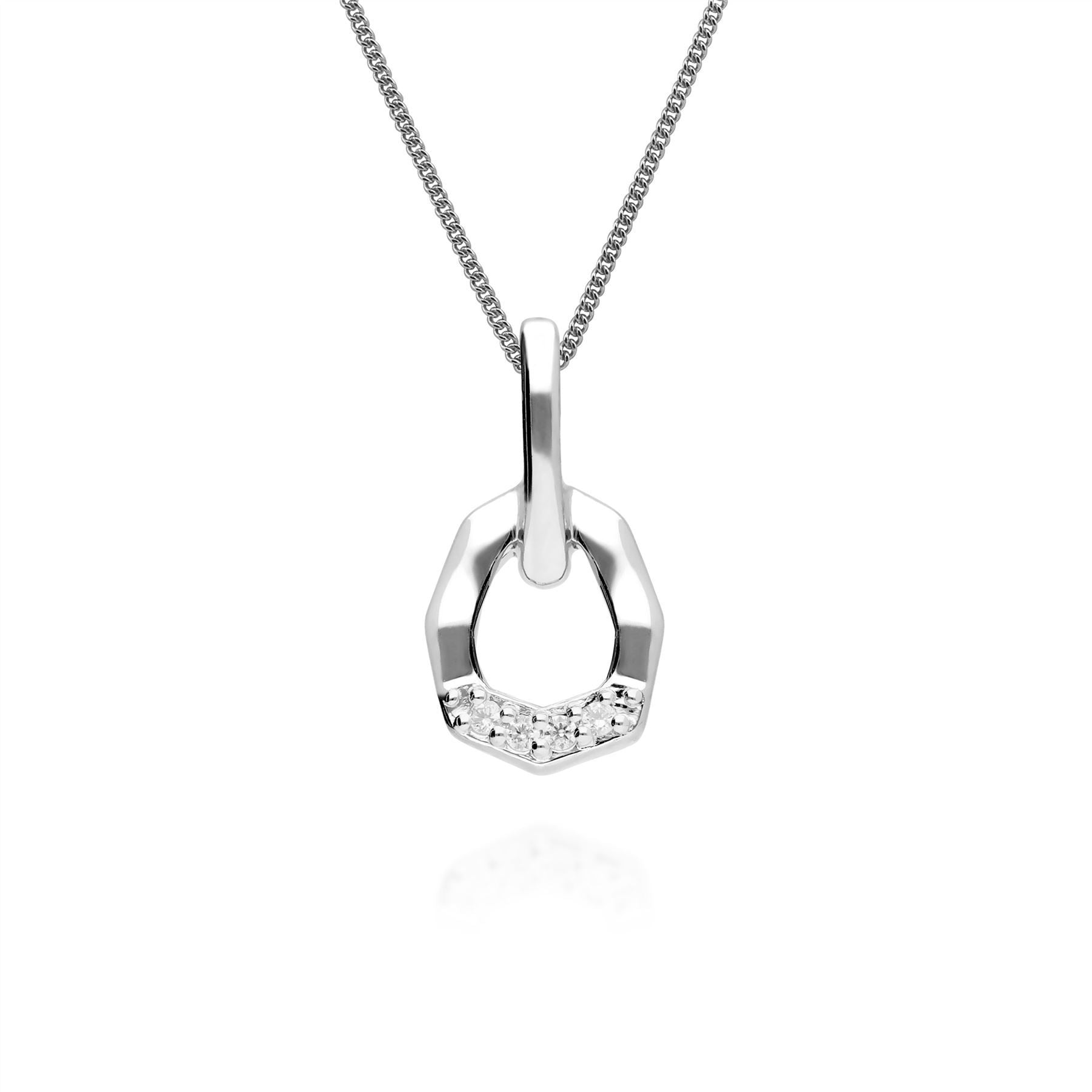 Diamond Pave Asymmetrical Pendant in 9ct White Gold