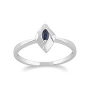 Anello con zaffiro Gemondo, anello con croce con zaffiro in argento sterling 925 da 0,10 CT