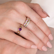 Anello Gemondo con topazio azzurro, anello Half Eternity in oro giallo da 9 ct con topazio azzurro da 0,45 ct e diamante