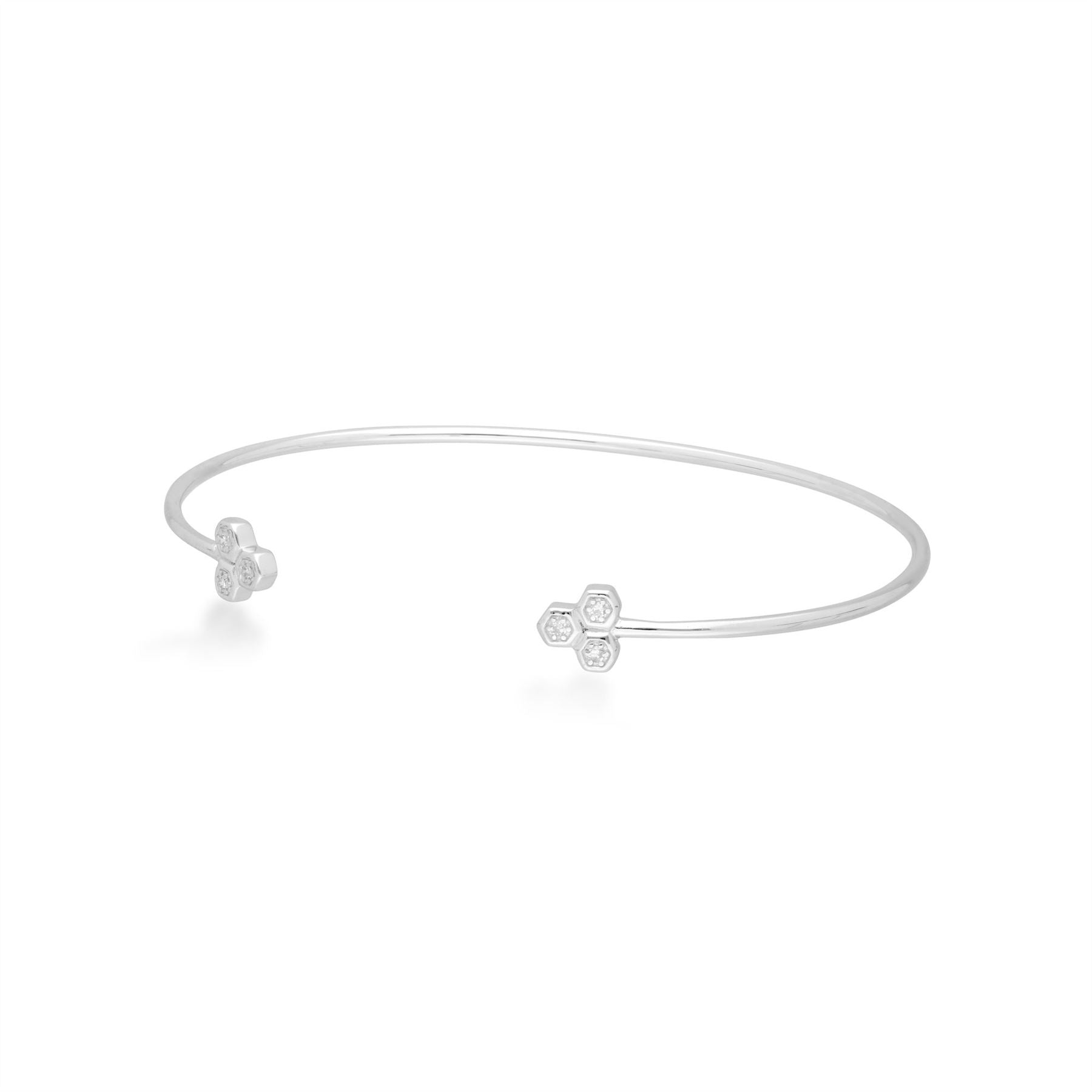 Diamond Trilogy Geometric Bangle in 9ct White Gold 