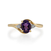 Anello Gemondo in oro giallo da 9 ct con ametista e diamanti da 0,71 ct