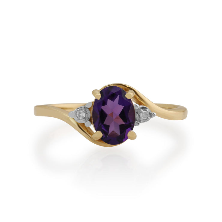 Anello Gemondo in oro giallo da 9 ct con ametista e diamanti da 0,71 ct