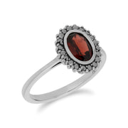 Anello Gemondo con granato e marcasite argento sterling 