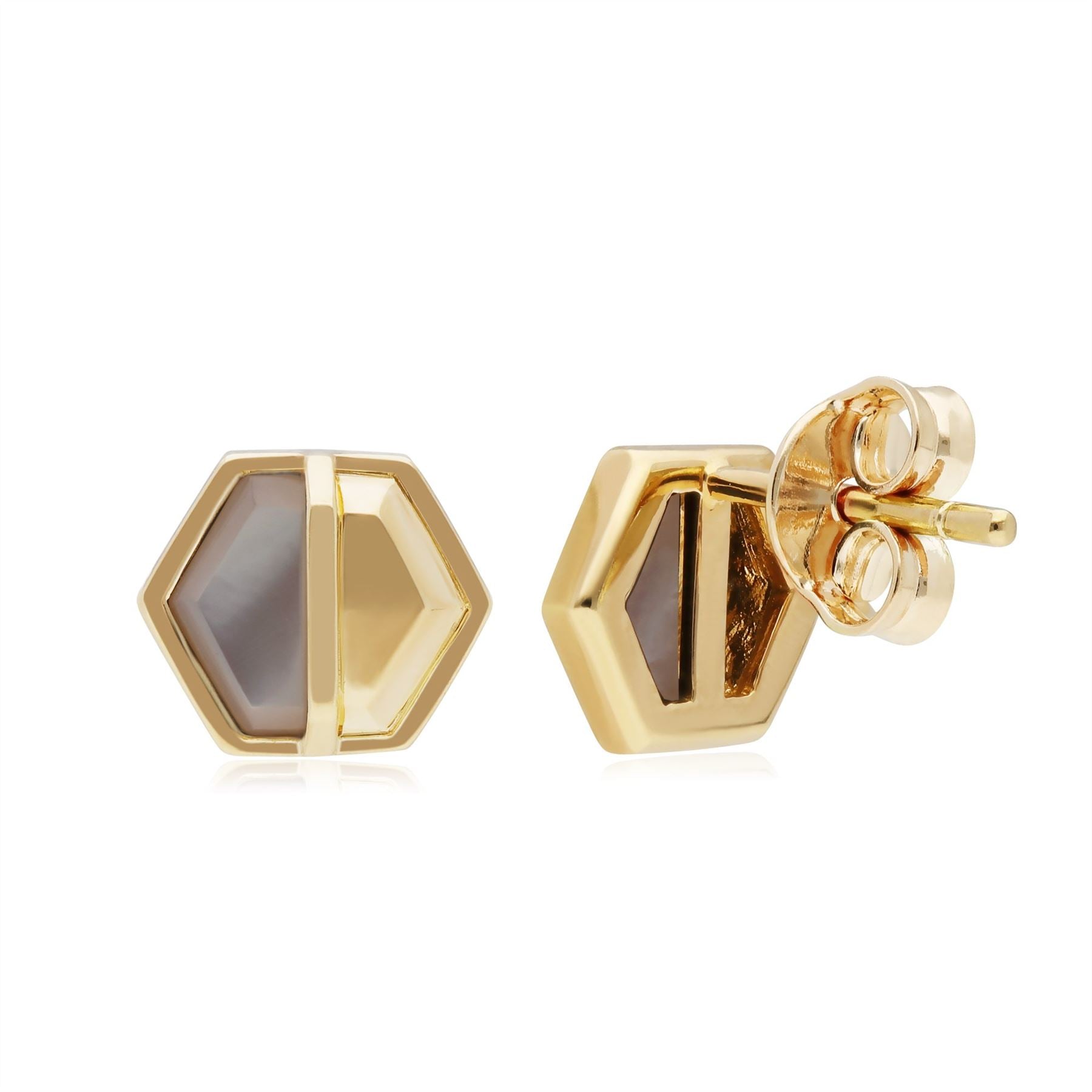 Mother of Pearl Hexagon Stud Earrings 