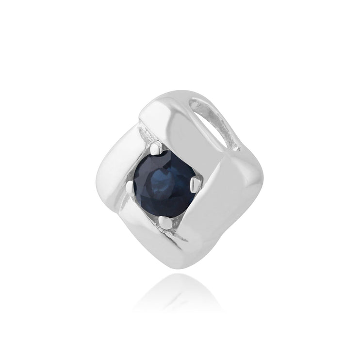 Ciondolo classico a croce quadrata in argento 925 con zaffiro