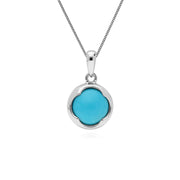 Ciondolo turchese, ciondolo turchese rotondo in argento sterling su catena da 45 cm