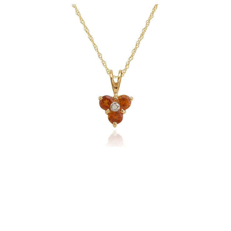 Ciondolo floreale in oro giallo 375 con citrino e diamante
