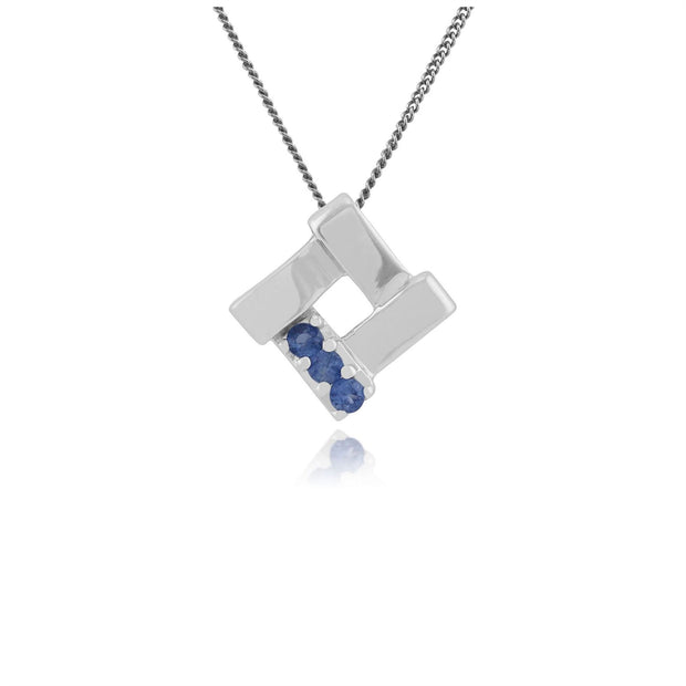 Ciondolo croce quadrata classica in argento 925 con tre zaffiri