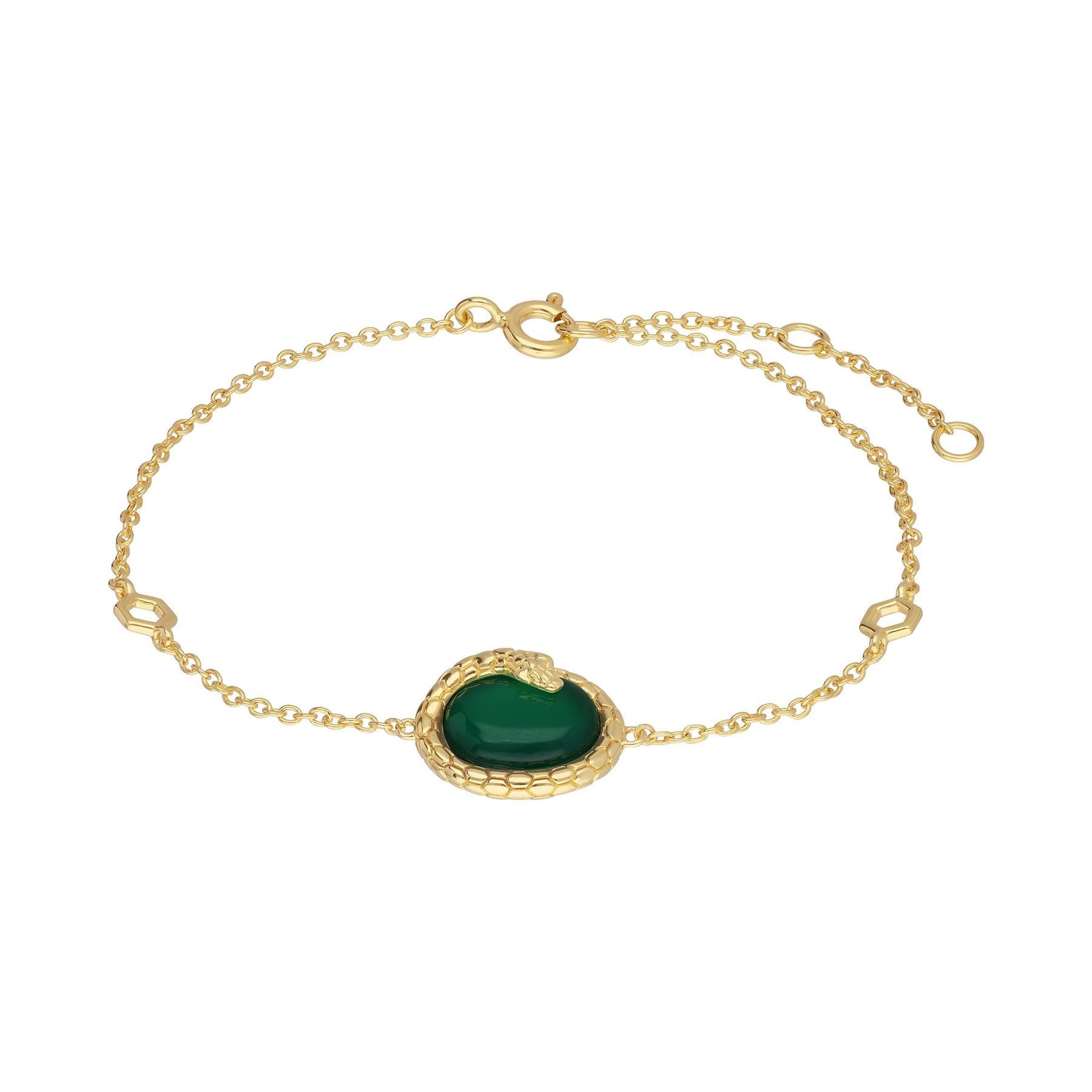 ECFEW™ Dyed Green Chalcedony Winding Snake Bracelet