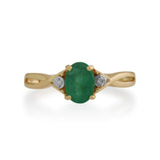 Anello Gemondo con smeraldo, oro giallo da 9 ct, anello con smeraldo e diamanti da 0,83 ct