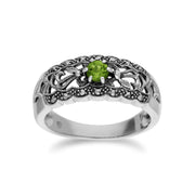gemondo Anello con peridoto, Anello in argento sterling con peridoto e MARCASSITE Semplice anello in stile Art Nouveau - Peridoto