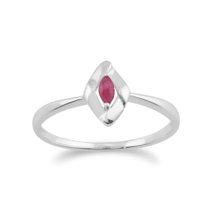 Anello con rubino Gemondo, anello con rubino incrociato in argento sterling 925 da 0,10 ct