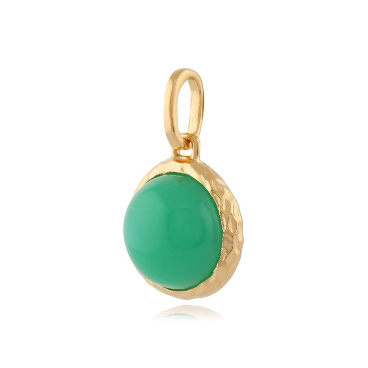 Orecchini pendenti e pendenti Boho in argento 925 placcato oro giallo con castone rotondo in crisoprasio verde