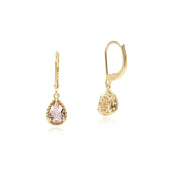 Orecchini pendenti classici in oro giallo 375 con morganite a pera