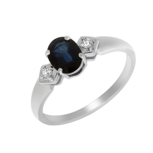Anello in oro bianco 9 carati con zaffiro e diamante da 1 carato