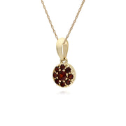 Collana pendente con granato montatura rotonda in oro giallo da 9 ct su catena da 45 cm