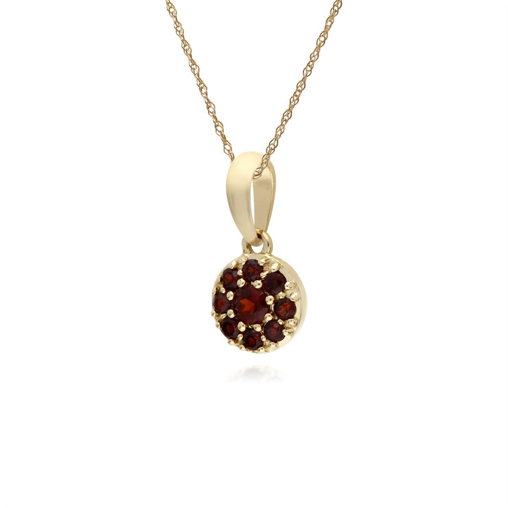 Collana pendente con granato montatura rotonda in oro giallo da 9 ct su catena da 45 cm