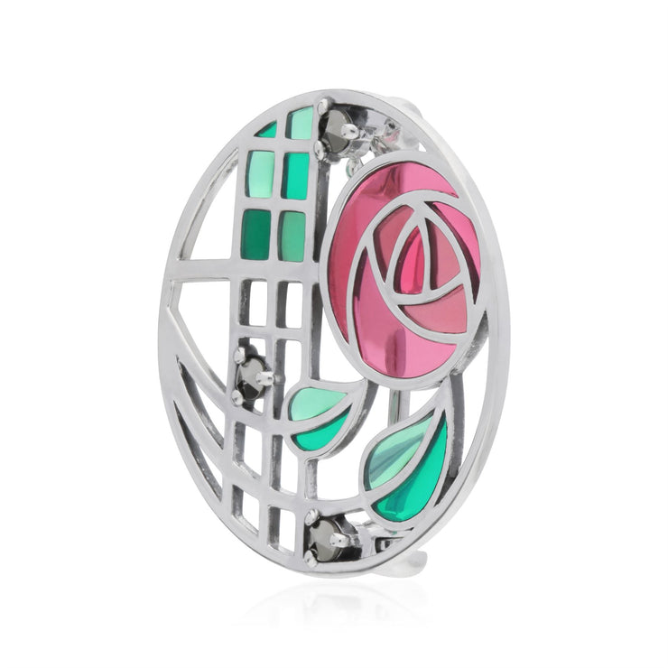Spilla MARCASSITE, spilla in stile Art Nouveau Marcasite Rennie Mackintosh in argento sterling