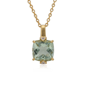 Kosmos Square Mint Quartz & Topaz Necklace in Gold Plated Sterling Silver