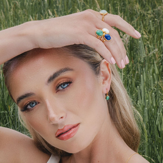 Anello irregolare B Gemma Argento 925 Oro giallo Lapislazzuli