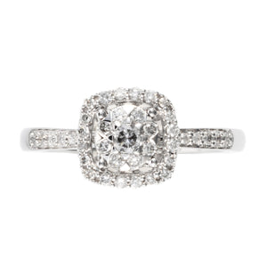 Classic Round Diamond Halo Cluster Ring in 18ct White Gold